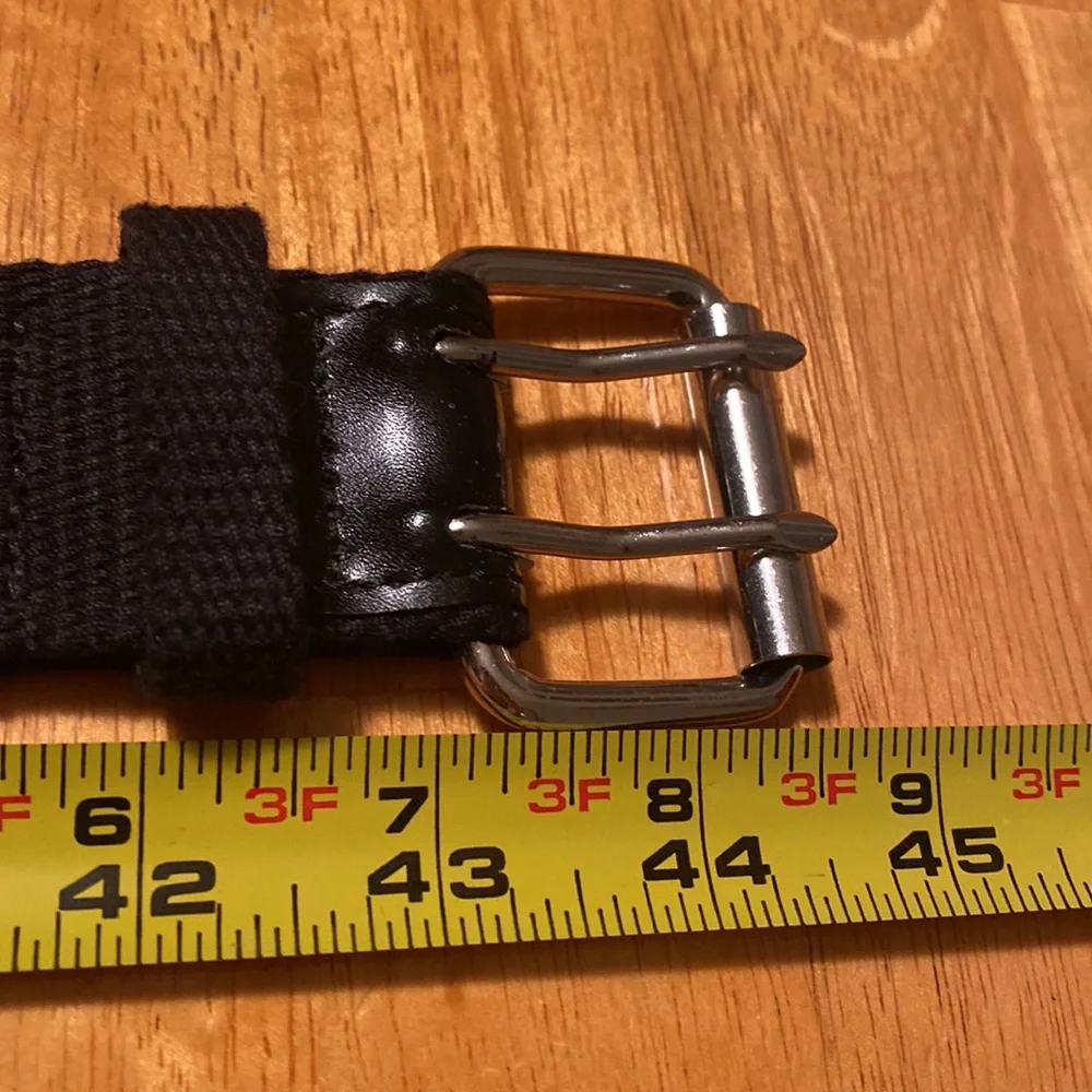 Black Canvas Adjustable Belt With 2-row Metal Grommets & Metal Buckle 1.5” wide - Picture 3 of 6